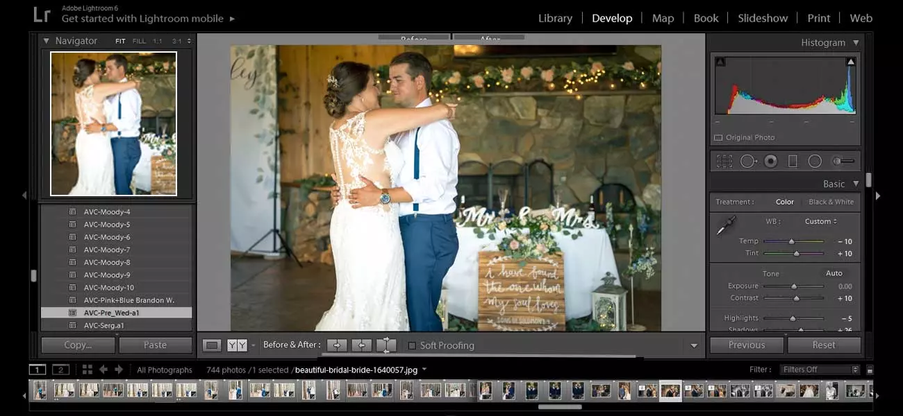 Edit wedding photos in batches