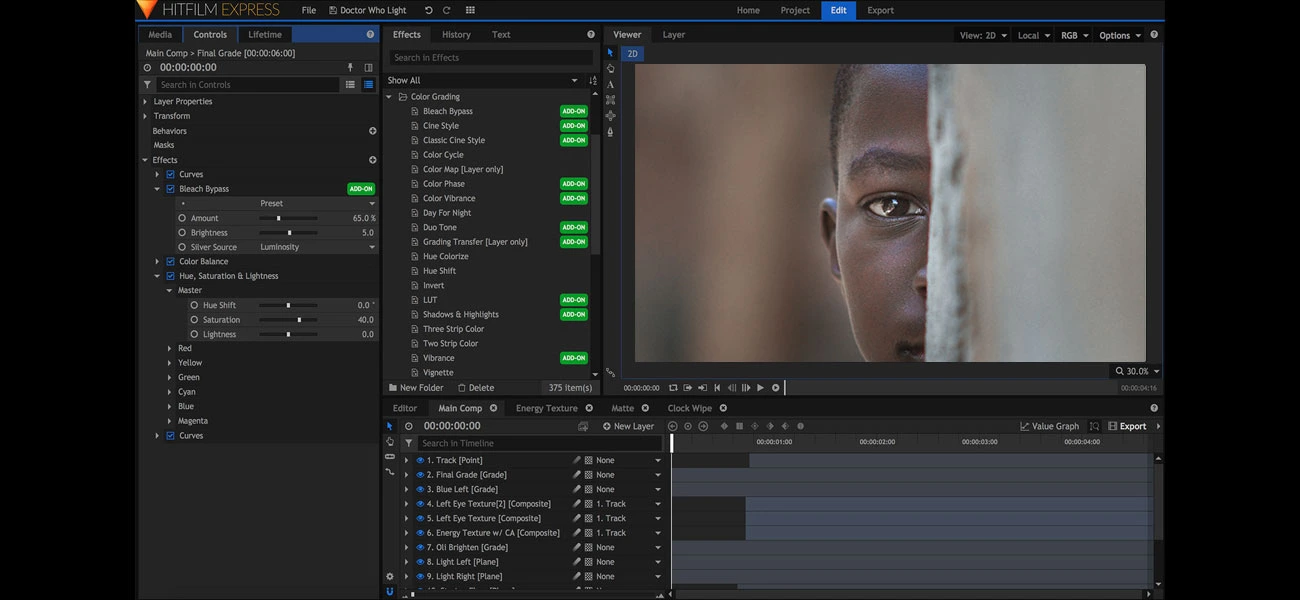 Hitfilm Express video editing software